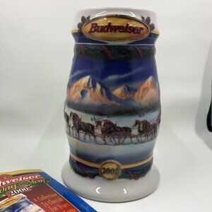 Budweiser Holiday Stein Mug 2000 The Clydesdale Legacy Holiday in the Mountains